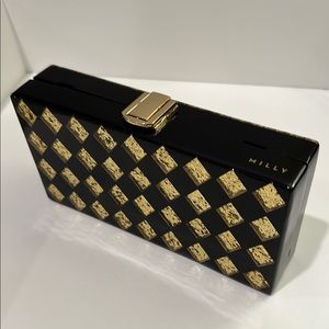 Milly Black and Gold Clutch Bag